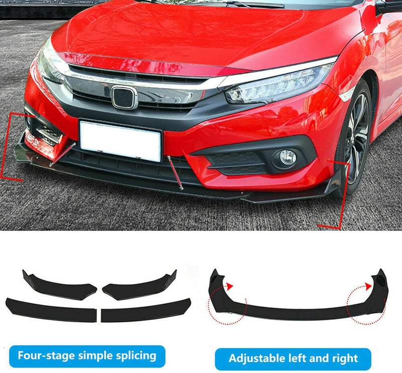 Propartauto Universal Round Front Bumper Lip Body Kit Spoiler for Honda Civi BMW Audi Benz Mazda Strut Rod Tie Support Bars 8"-11" - Image 2